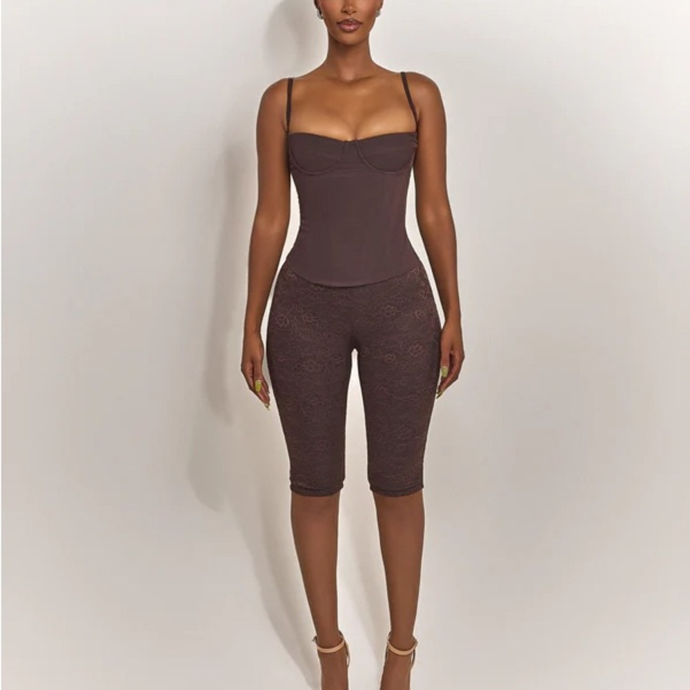 Chic Brown Lace Shapewear Bodysuit